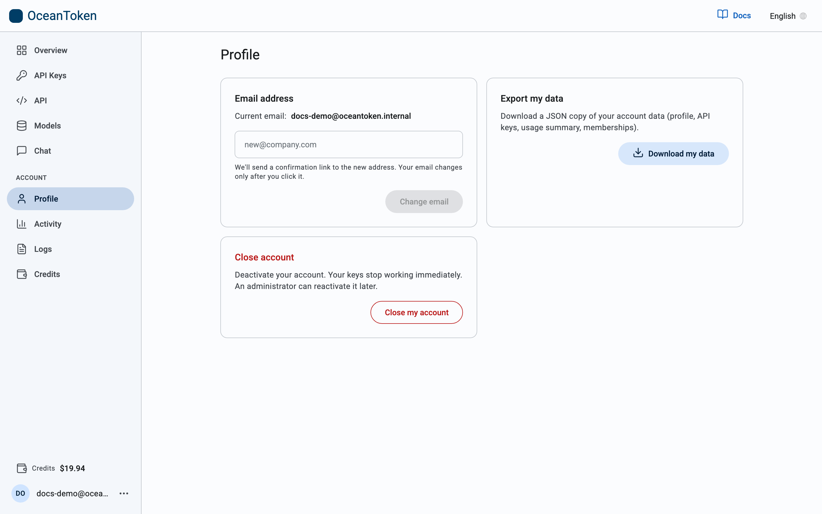 The Profile page
